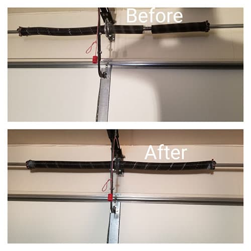 Before and after garage door spring replacement